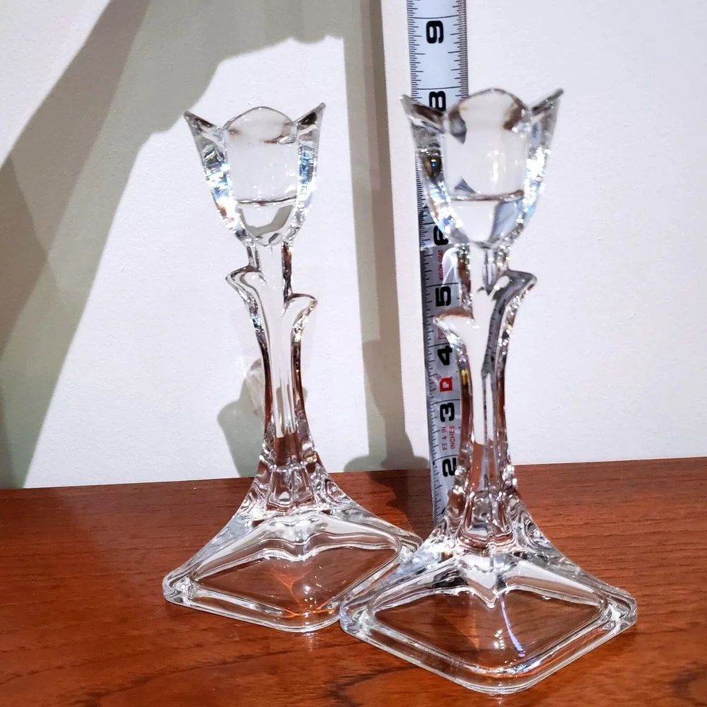 Vintage Toscany Classics 24%‎ Lead Crystal Tulip Candle Holders - Set of 2 - 8